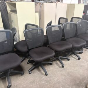 20+ BLACK ARMLESS MULTIFUNCTION MESH CHAIRS $95ea